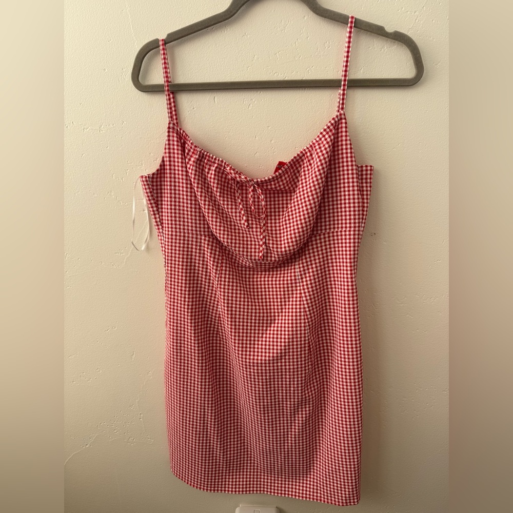 1 State gingham mini dress